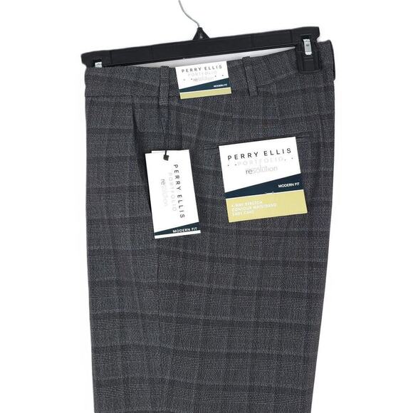 Perry Ellis Other - Perry Ellis Portfolio Men's Modern-Fit Dress Pants Charcoal Plaid 34x32 NWT